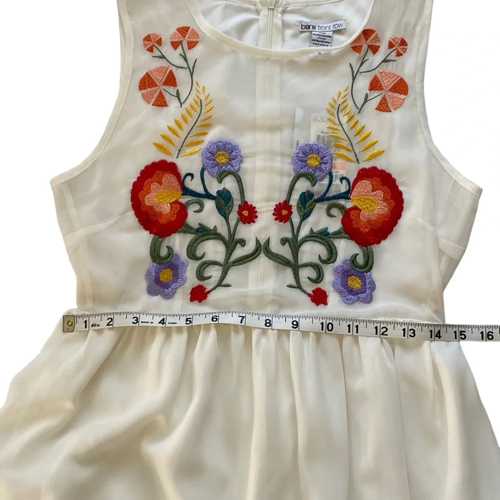 BAR III Women’s Sleeveless Floral Embroidered Mesh Bodice Dress Size: S - Picture 9 of 10